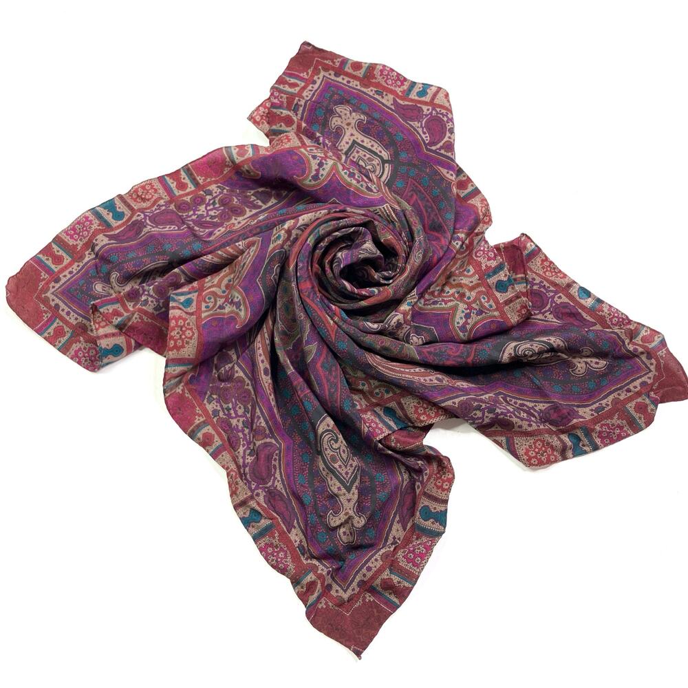 Paisley Brocade Square 30.5” Scarf Purple Red